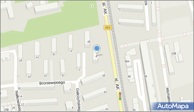 Częstochowa, Aleja Armii Krajowej, 47, mapa Częstochowy