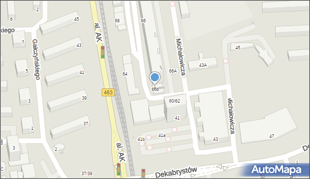 Częstochowa, Aleja Armii Krajowej, 66b, mapa Częstochowy
