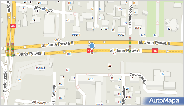 Częstochowa, Aleja Jana Pawła II, 99, mapa Częstochowy