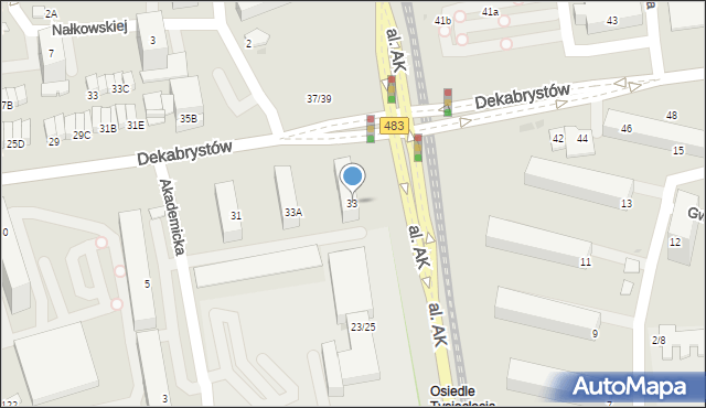 Częstochowa, Aleja Armii Krajowej, 33, mapa Częstochowy