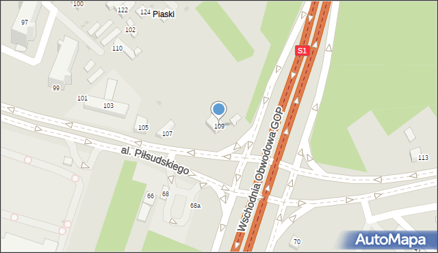 Dąbrowa Górnicza, Aleja Piłsudskiego Józefa, marsz., 109, mapa Dąbrowa Górnicza