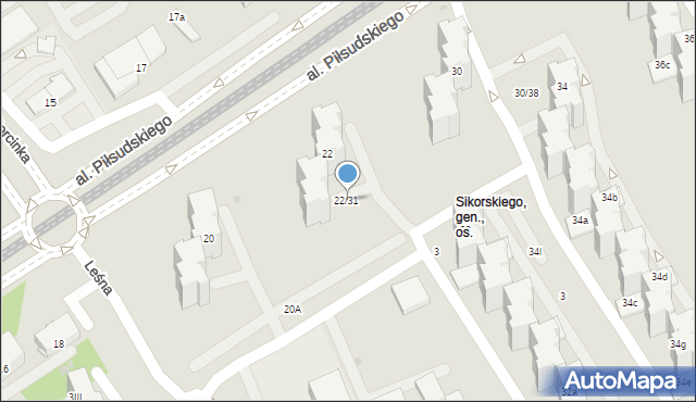 Dąbrowa Górnicza, Aleja Piłsudskiego Józefa, marsz., 22/31, mapa Dąbrowa Górnicza