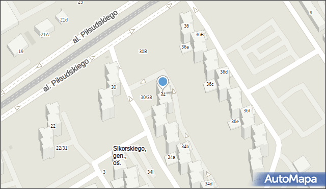 Dąbrowa Górnicza, Aleja Piłsudskiego Józefa, marsz., 34, mapa Dąbrowa Górnicza