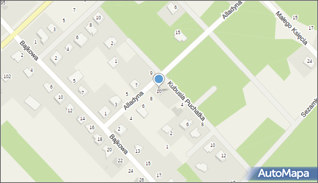 Dąbrówka-Ług, Alladyna, 10, mapa Dąbrówka-Ług