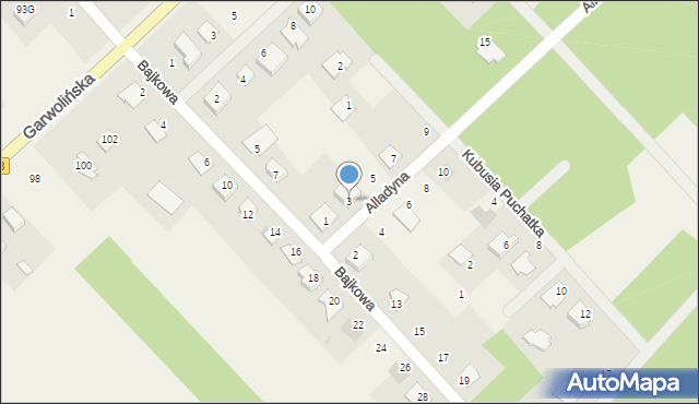 Dąbrówka-Ług, Alladyna, 3, mapa Dąbrówka-Ług