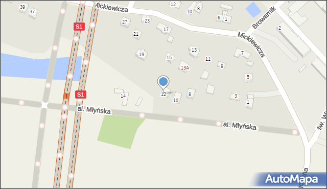 Dankowice, Aleja Młyńska, 12, mapa Dankowice
