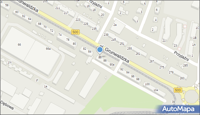 Elbląg, Aleja Grunwaldzka, 86, mapa Elbląga