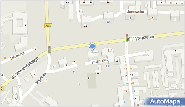 Elbląg, Aleja Tysiąclecia, 11, mapa Elbląga