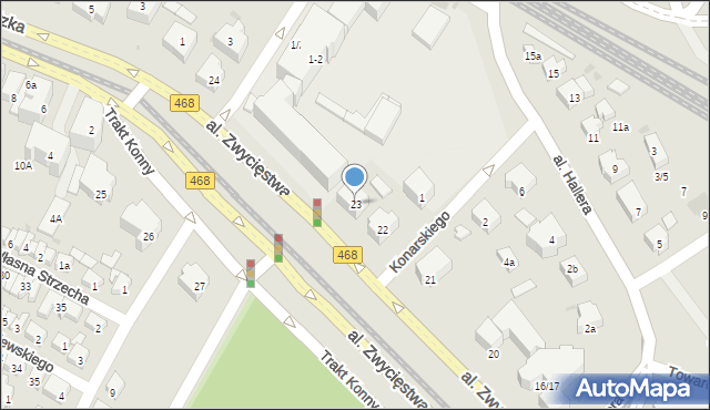 Gdańsk, Aleja Zwycięstwa, 23, mapa Gdańska