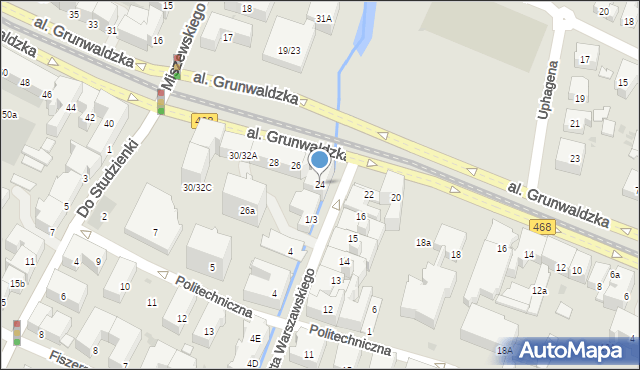 Gdańsk, Aleja Grunwaldzka, 24, mapa Gdańska