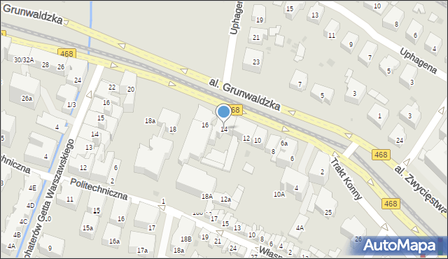 Gdańsk, Aleja Grunwaldzka, 14, mapa Gdańska