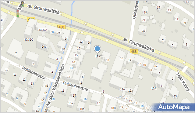 Gdańsk, Aleja Grunwaldzka, 18a, mapa Gdańska