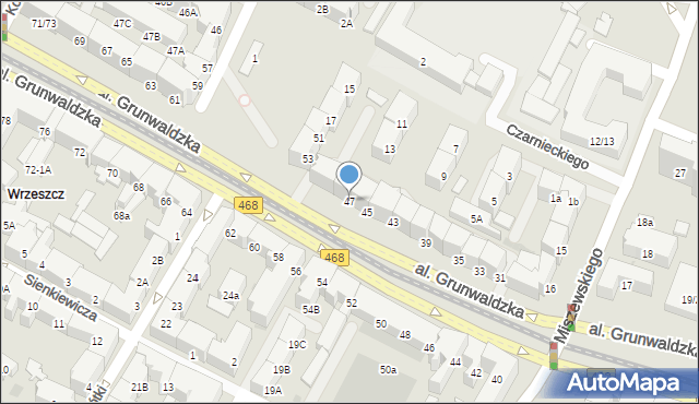 Gdańsk, Aleja Grunwaldzka, 47, mapa Gdańska