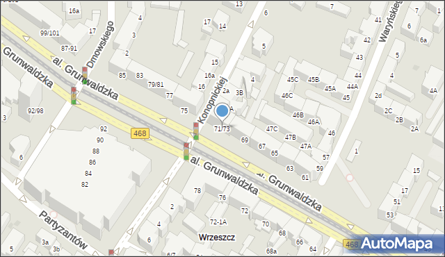 Gdańsk, Aleja Grunwaldzka, 71/73, mapa Gdańska