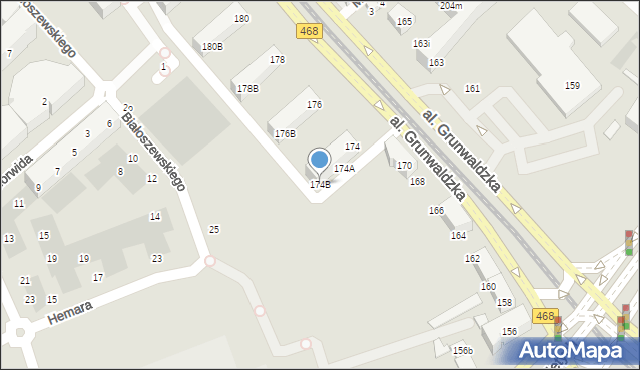 Gdańsk, Aleja Grunwaldzka, 174B, mapa Gdańska
