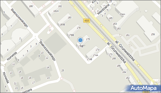 Gdańsk, Aleja Grunwaldzka, 176B, mapa Gdańska