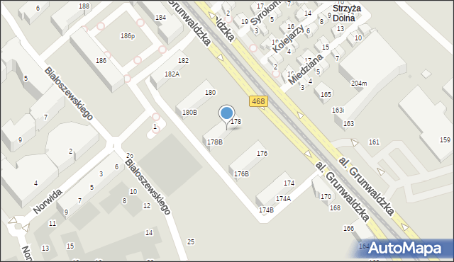 Gdańsk, Aleja Grunwaldzka, 178A, mapa Gdańska