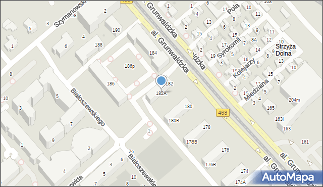 Gdańsk, Aleja Grunwaldzka, 182A, mapa Gdańska