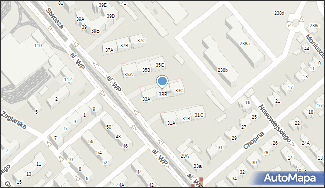 Gdańsk, Aleja Wojska Polskiego, 33B, mapa Gdańska