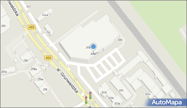 Gdańsk, Aleja Grunwaldzka, 309p, mapa Gdańska