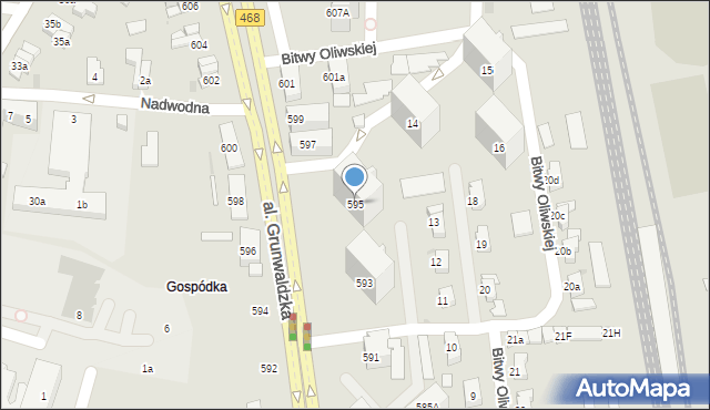 Gdańsk, Aleja Grunwaldzka, 595, mapa Gdańska