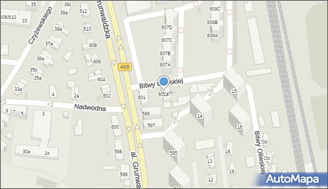 Gdańsk, Aleja Grunwaldzka, 601a, mapa Gdańska