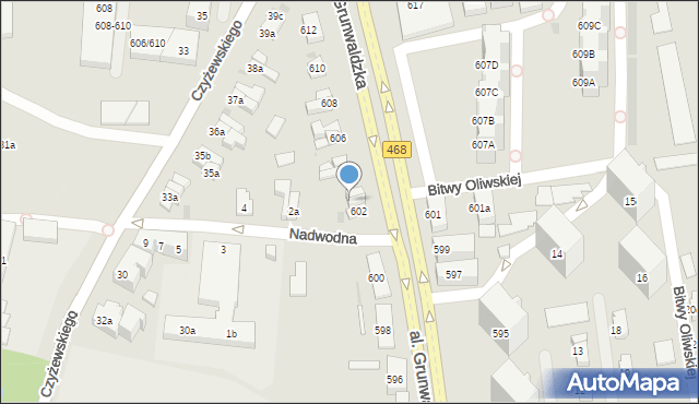 Gdańsk, Aleja Grunwaldzka, 602b, mapa Gdańska
