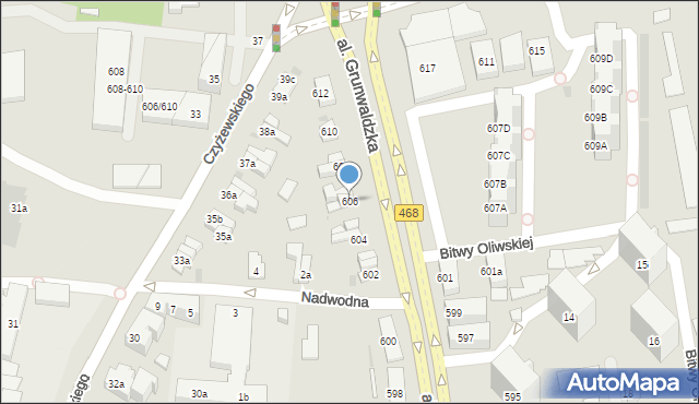 Gdańsk, Aleja Grunwaldzka, 606, mapa Gdańska