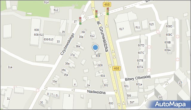 Gdańsk, Aleja Grunwaldzka, 608b, mapa Gdańska