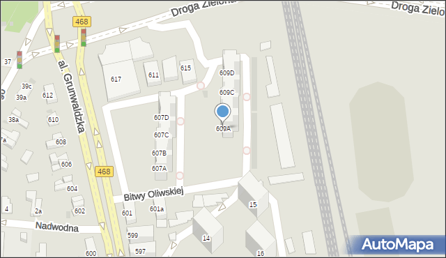 Gdańsk, Aleja Grunwaldzka, 609A, mapa Gdańska