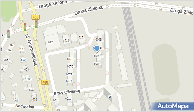 Gdańsk, Aleja Grunwaldzka, 609B, mapa Gdańska