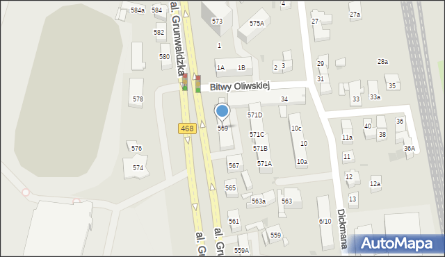 Gdańsk, Aleja Grunwaldzka, 569, mapa Gdańska