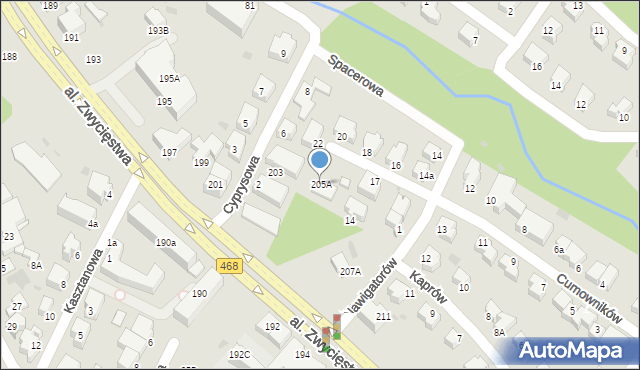 Gdynia, Aleja Zwycięstwa, 205A, mapa Gdyni