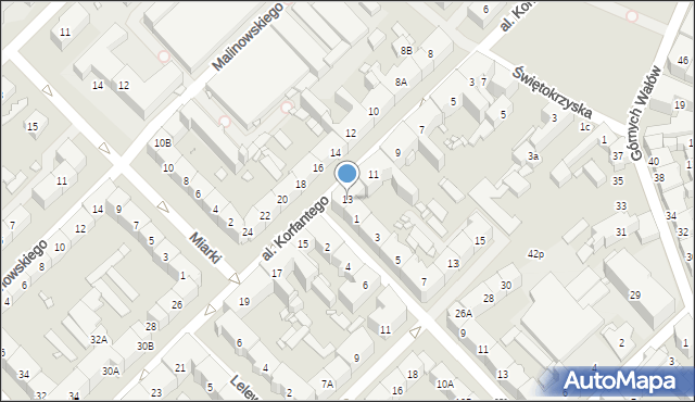 Gliwice, Aleja Korfantego Wojciecha, 13, mapa Gliwic