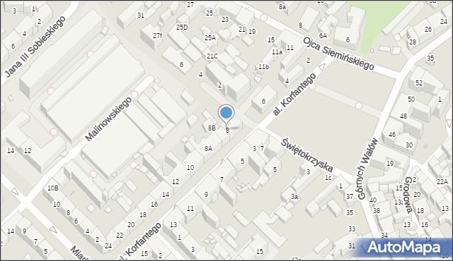 Gliwice, Aleja Korfantego Wojciecha, 8, mapa Gliwic