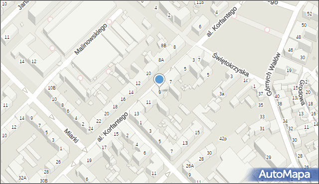 Gliwice, Aleja Korfantego Wojciecha, 9, mapa Gliwic
