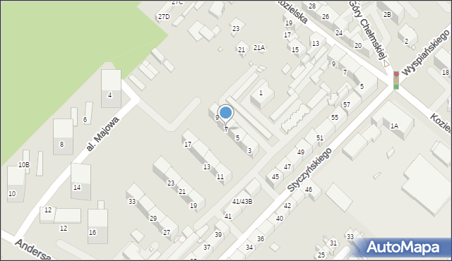 Gliwice, Aleja Majowa, 7, mapa Gliwic