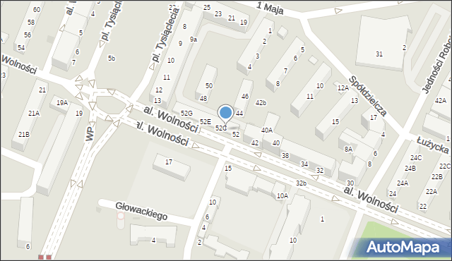 Głogów, Aleja Wolności, 52B, mapa Głogów