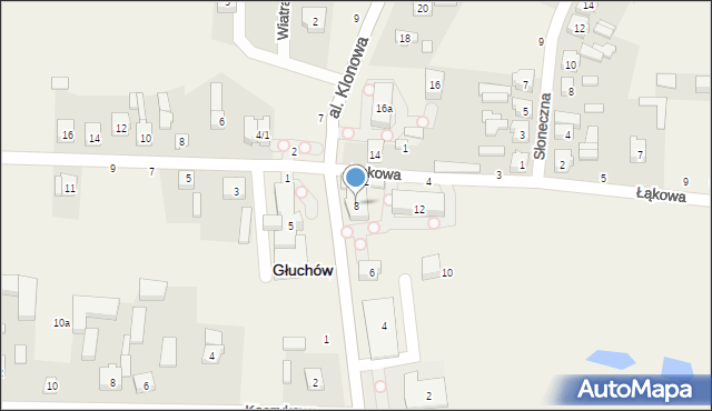 Głuchów, Aleja Klonowa, 8, mapa Głuchów