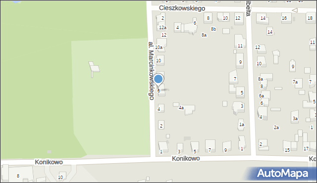 Gniezno, Aleja Marcinkowskiego Karola, 6, mapa Gniezna