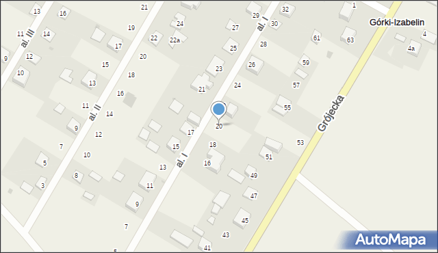 Górki-Izabelin, Aleja I, 20, mapa Górki-Izabelin