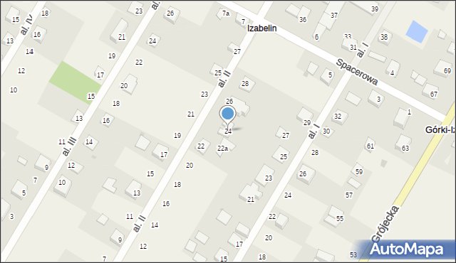 Górki-Izabelin, Aleja II, 24, mapa Górki-Izabelin