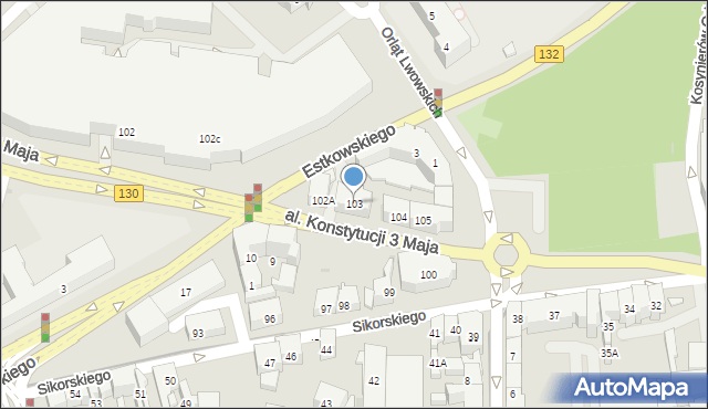 Gorzów Wielkopolski, Aleja Konstytucji 3 Maja, 103, mapa Gorzów Wielkopolski