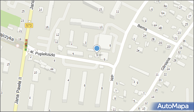 Gostynin, Aleja Popiełuszki Jerzego, bł. ks., 7, mapa Gostynin