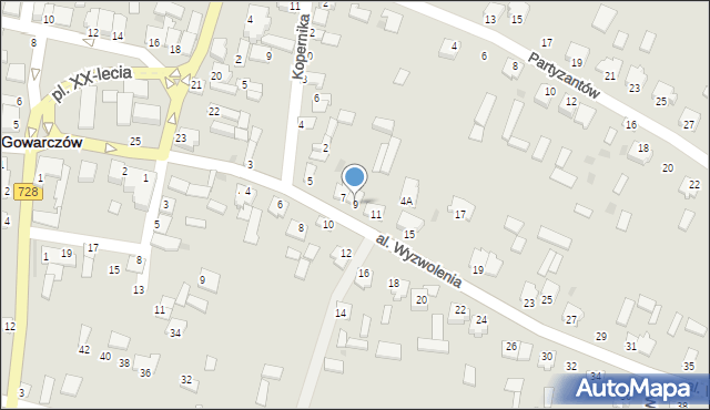 Gowarczów, Aleja Wyzwolenia, 9, mapa Gowarczów