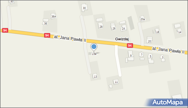 Gwizdaj, Aleja Jana Pawła II, 13a, mapa Gwizdaj