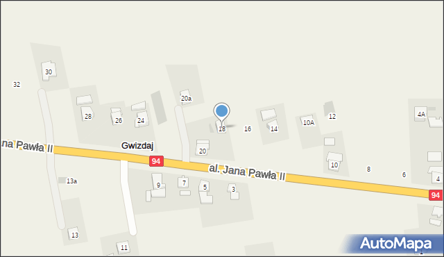 Gwizdaj, Aleja Jana Pawła II, 18, mapa Gwizdaj