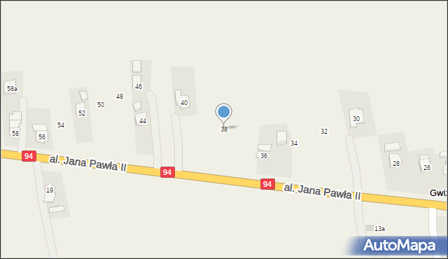 Gwizdaj, Aleja Jana Pawła II, 38, mapa Gwizdaj