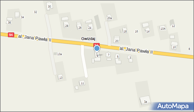 Gwizdaj, Aleja Jana Pawła II, 9, mapa Gwizdaj