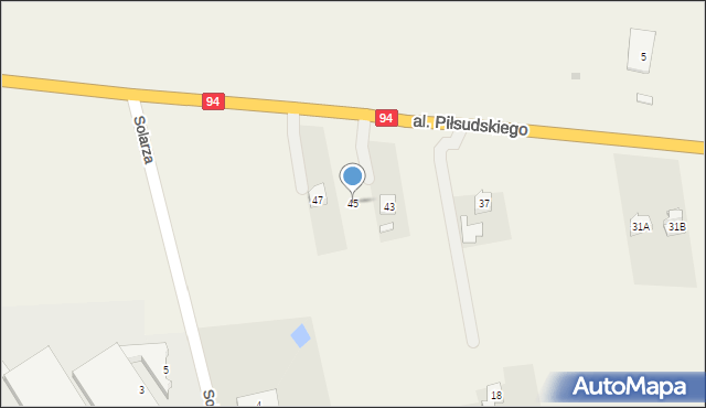 Gwizdaj, Aleja Piłsudskiego Józefa, marsz., 45, mapa Gwizdaj